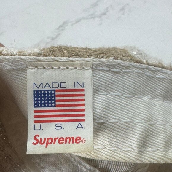 SUPREME Checkerboard Boucle Camp Cap TAN Hat Adjustable S/S 2019 Made In USA - Picture 7 of 7